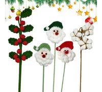 Generico Bouquet De Fleurs Crochet - Lampadaire Père Noël Crochet Coton,5 Pièces Fleurs Bouquet Tricoté | Pour Anniversaire Professeur Maman Fille