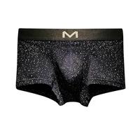 Genérico Boxer en coton pour homme avec motif d'étoiles et personnalité quatre coins Shorts fins et respirants pour homme, bleu foncé, XL