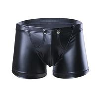Generico Boxer Homme Ouvert Faux Cuir Culotte Sexy Mignon String Élastique Taille Basse Troncs Brief Sous-vêtements Masculins Lingerie Curvy Shorts Sous-vêtements Sous-vêtements Sous-vêtements, Noir