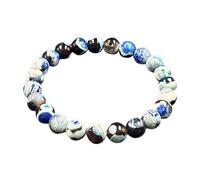 Generico Bracelet - Bracelet élastique avec perles rondes - Bijou réglable en agate bleue pour couple yoga affaires et libre