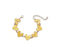 Generico Bracelet coeur coloré en alliage créatif exagéré avec pendentif coeur en émail couleur caramel exquis(Color 7)