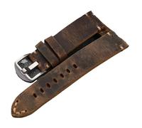 Generico Bracelet de montre en cuir rembourré fait à la main, première couche de cuir de vache, largeur 20-26 mm, coussin épais 4 mm, bracelet homme marron, 19mm, Acétate, Pas de gemme