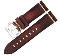 Generico Bracelet de montre vintage en cuir de vache véritable fait à la main pour hommes et femmes, 21mm, Acétate, Pas de gemme