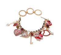 Generico Bracelet de Noël mignon coeur rouge d'amour incrusté avec baguette magique et flèche