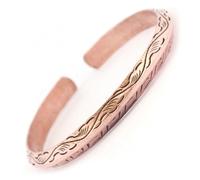 Generico Bracelet en cuivre pur sculpté à la main bouddhiste unisexe, bijoux tibétains hippie boho, Taglia Unica, Cuivre, Pas de gemme