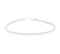 Generico Bracelet Tennis rhodié avec pierres blanches, 2 mm, 16 cm, style classique élégant