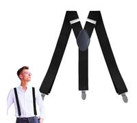 Generico Bretelles pour hommes, agrafes pour hommes pantalons, agrafes, bretelles élastiques réglables | largeur modérée à bretelles pour occasions formelles, réunions de travail, Noir ,