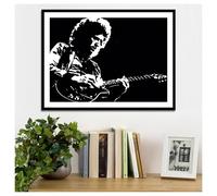 Generico Brian May The Queen Tableau peint à la main de grands guitaristes - Design moderne 40 x 30 cm avec cadre