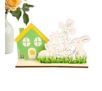Genérico Bunny House Easter Signs - - 19 x 12 cm Wood Easter GNOME Bunny House Decorations | Flower Cabin Rabbit Tabletop Centerpieces | Art Craft Table Easter Decor For Living Room Bedroom Table