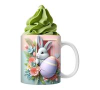 Generico Bunny Mug - thé et café avec lapins drôles étanche 3,74 pouces et 350 ml avec un design printanier, taza de Pâques | café | pour la maison, l'uf