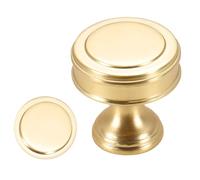 Genérico Cabinet Door Knobs - 3 x 3 cm Zinc Alloy Vintage Gold Round Handles | Drawer Pull Hardware Home Office RV Garage Pantry Kitchen Bathroom Entryway Furniture Upgrade Installation Accessory Set