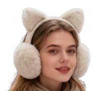 Genérico Cache-oreilles d'hiver - Protection avec motif d'ours pliable et anti-vent | Cache-oreilles chauds pour climats froids - Pour courir, dormir, ski et temps neigeux, Couleur crème, Consulte la