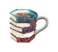 Generico café avec livre - livre peint, taza à café avec livres empilés, taza de littérature en coloré peint à la main créatif Nouveautés verres de lecture | Tasses de livres pour les