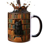 Generico Café - Chat | Bookshelf - étagère pour les amateurs de livres - Lot de 1 tasses en céramique pour souris de bibliothèque et amoureux des chats Casa Campeggio Dormitorio Hotel Multicolor