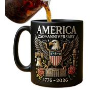 Generico Café de 11 oz - en céramique avec poignée, design du 250e anniversaire ' avec drapeau patriotique | Élégant pour thé chaud, café, adulte, femme, voyage, cas