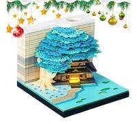 Genérico Calendrier 3D, calendrier sculpture en papier, bloc d'art avec motif lumière maison arbre pour école, bureau, maison, voyage, cadeau