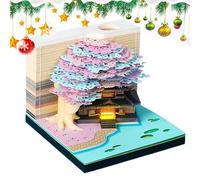 Genérico Calendrier | Paper Sculpture Flower Tree House Design Art Notepad with Light Tear Away Memo for Classroom Holiday Commute Workout Teacher Home