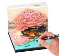 Genérico Calendrier | Paper Sculpture Flower Tree House Design Art Notepad with Light Tear Away Memo for Classroom Holiday Commute Workout Teacher Home