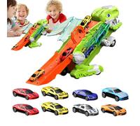 Genérico Camion de Dinos, jeu de véhicules pliants amusants - Véhicule portable avec 8 voitures pour garçons et filles de 3 ans et plus, voyage anniversaire et Noël