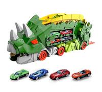 Genérico Camions de Jouets - Dinosaure de Dinosaure Pliable avec Rails et Voitures en métal | Camions Pliables avec Un Toboggan, Jouets de véhicules passionnants pour de 3 à 6 Ans