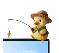 Genérico Canard pour aquarium, figurine de canard pêcheur en résine avec détails - Décoration pour aquarium - Décoration pour étagère de livres maison, bureau, maison, studio et paysage sous-