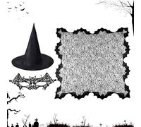 Generico Cape de 3 pièces avec toile d'araignée et chauves-souris - Pour Halloween et fêtes - Idéal pour les adultes lors de fêtes en plein air