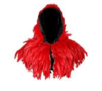 Generico Cape de Plumes Châle Gothique Plumes Écharpe avec Ailes d'Épaule Costume de Carnaval pour Halloween et Noël Fêtes en Masque Châle à Capuche en Plume Robes Victoriennes, rouge, Taille unique