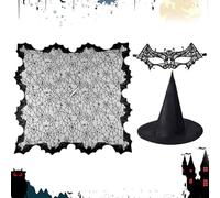 Genérico Cape en toile d'araignée pour Halloween - Cape en dentelle noire Halloween - 3 unités - Gothique vampire fantôme pour femme Cosplay