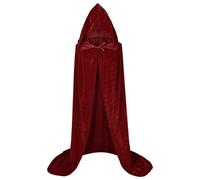 Genérico Cape noire avec capuche, longue costume de vampire, cape pour Halloween, carnaval, fête, anniversaire, 01 Bordeaux, XL/130cm