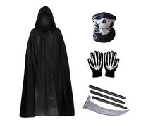 Genérico Cape noire | Cape noire de sorcière et de vampire pour Halloween | Tunique réglable sur toute la longueur unisexe pour adulte, anniversaire, fête costumée et jeu de rôle