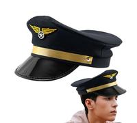 Generico Captain Pilote Chapeau - Chapeau de costume pilote de compagnie aérienne | Aviateur Navy Adult Cap Réglable, commandant de coiffure uniforme pour hommes femmes, fournitures d'accessoires