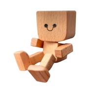 Generico Car Dashboard Decorations, Movable Joint Auto Interior Accessory, Shaking Wooden Man Figurine, Accessoires d'intérieur pour travail Vacation Long Drive Daily Commute Truck Road School Van