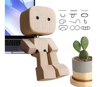 Generico Car Dashboard Decorations - Shaking Wooden Man Figurine, Movable Joint Design, Wood Material, | Auto Van Truck Interior Ornament for Daily Commute, Long Drive, Road Trips