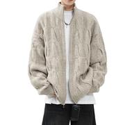 Generico Cardigan pour homme en matériau doux et léger pour un confort décontracté Cardigan chaud en toute saison avec design intemporel sweat sans capuche mythologie médiévale nordique homme, Kaki, L