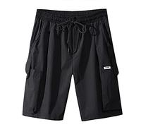 Generico Cargo Shorts Homme Léger Été Baggy Pantalon Court Classique Élastique Militaire Shorts de Travail Camping Respirant Cargo Shorts Confortable Randonnée Pêche Shorts Tactiques, Noir , XL