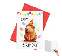 Generico Carte d'anniversaire Capibara - Jeux de mots amusants avec animaux | Carte « Capy » Mignon | Carte postale avec animaux pour la fête des mères et occasions spéciales