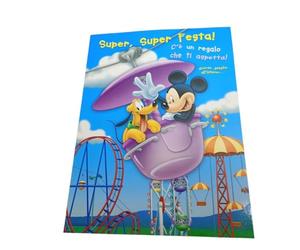 Generico Carte de voeux Disney Mickey Mouse & Friends avec aimant, thème Luna Park, carte postale illustrée avec enveloppe, 20 x 14 cm