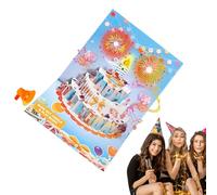 Generico Carte postale d'anniversaire 3D musicale - Carte postale anniversaire avec bougie LED soufflante, carte de vœux lumineuse avec chanson Happy Birthday, carte postale avec message