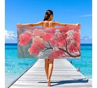 Generico Cartoon Serviette de Bain Beach Towel Élégant Mignon Poulpe,Sechage Rapide Vacances Parfait pour Les Voyages Natation Piscine Drap de Plage 180 x 90,Violet Crème