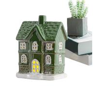 Generico Casa Ceramica - Village en porcelaine blanche éclairée LED | Ornemental Porte Tealight, 12,5 cm, pour étagère Cámino table d'exposition, cadeau décoration maison fête, tailles A/B/C