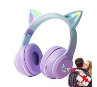 Generico Casque Cat Ear - Casque sans fil pliable avec microphone transparent, oreilles vives éclairées à LED | Expérience sonore ludique Cadeau Sœurs Fille Petit ami Enfants Famille