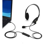 Genérico Casque de bureau - Casque de réunion avec microphone | USB avec annulation de bruit du microphone | avec volume et microphone pour le logiciel de chat Zoom Ofic