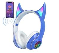 Generico Casque sans fil over-ear,Casque sans fil over-ear,Devil Cat Ear Wireless Game écouteurs | légers, écouteurs de jeu portables avec lumières respiratoires colorées pour jouer