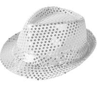 Generico Casquette Chapeau Paillettes, Chapeau avec Paillettes, Unisexe Chapeau de Discothèque, Jazz Chapeau Fedora Chapeaux de fête, carnaval, fête en masque (argent)