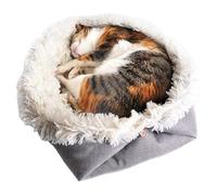 Generico Cat Bed - Linen & Plush, 24.02x20.08in Pet Furniture Self-Warming Cushion | Foldable Design, Indoor Pet Bed For Cats, Small Dogs, Living Room, Desk, Travel, Car, Camping