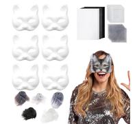 Generico Cat Face Cover Kit- DIY Animal Costume with Eye Meshes, Plush Faux Fabric and Brush Set | Blank Craft For Cosplay Cat Face Kit For Halloween Carnival Party Photos Equipment