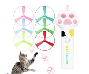 Generico Cat Fetch - PP Electronic 4,9 x 3,2 x 13,1 cm | Rechargeable Interactive Kitten Flying Disc | Fetch for Pet Christmas Halloween Birthday Party Enrichment Training Chasing