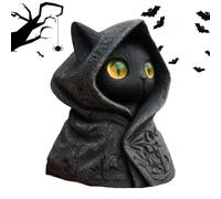 Generico Cat Figure - 2,48 x 3,23 Inches Stone Cat Statue Ornament | Gothic Black Hooded Statue - Festive Resin Ornament | Living Room, Bedroom, Bathroom Decor, Bedside Table Desk Accent
