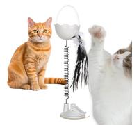 Generico Cat Treat Dispenser, Interactive Cat Toy, Leaky Food Toy, Cat Puzzle Feeder, Interactive Cats Treat Distributeur Toy with Feather, Light, and Suction Cup for Play and Feeding Mealtime