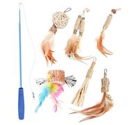Generico Cat Wand Toy, Feather Teaser, Interactive Cat Toys, Cat Chewing Toy, Portable Teaser Toys, Cat Exercise Wand, Kitten Play Set, Fun Cat Toys, Durables Cat Toys